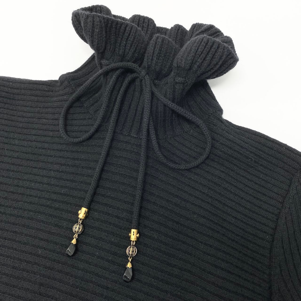 Ec30 《美品》 GUCCI グッチ ドローコード タートルネックニット Turtle Neck Drawcord Knit Sweater サイズS ブラックt18r