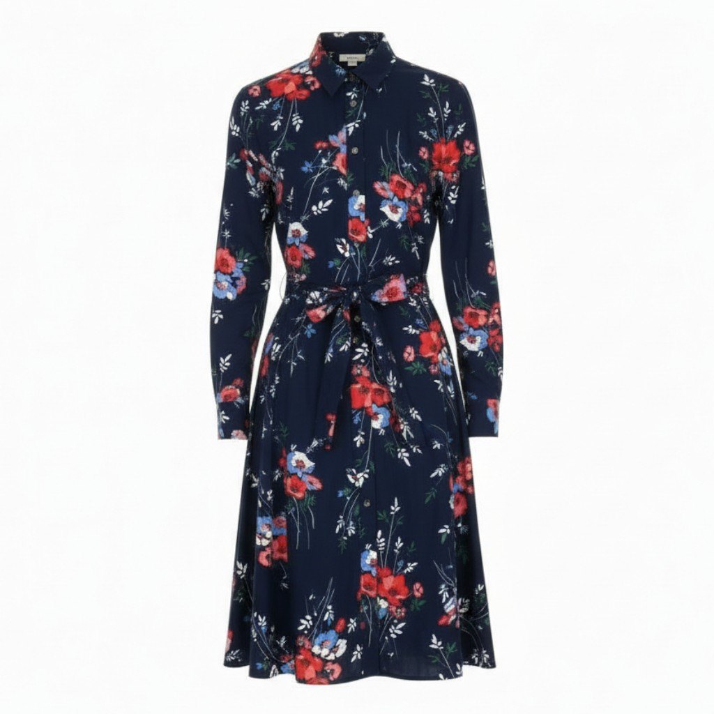 31b11 LAUREN RALPH LAUREN ローレンラルフローレン 長袖ロングワンピース 花柄ワンピース シフォン ペチコート付 8 170/96A マルチカラー ポリエステル100％ レディースo07t