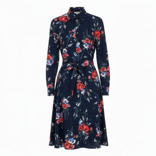 31b11 LAUREN RALPH LAUREN ローレンラルフローレン 長袖ロングワンピース 花柄ワンピース シフォン ペチコート付 8 170/96A マルチカラー ポリエステル100％ レディースo07t