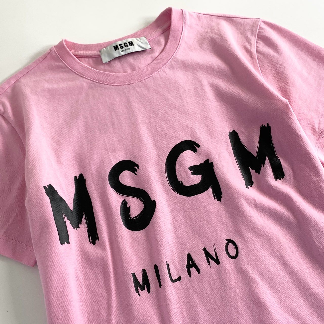 42d4 《美品》 MSGM エムエスジーエム プリントTシャツ S ピンク Tee カットソー MILANO イタリア製