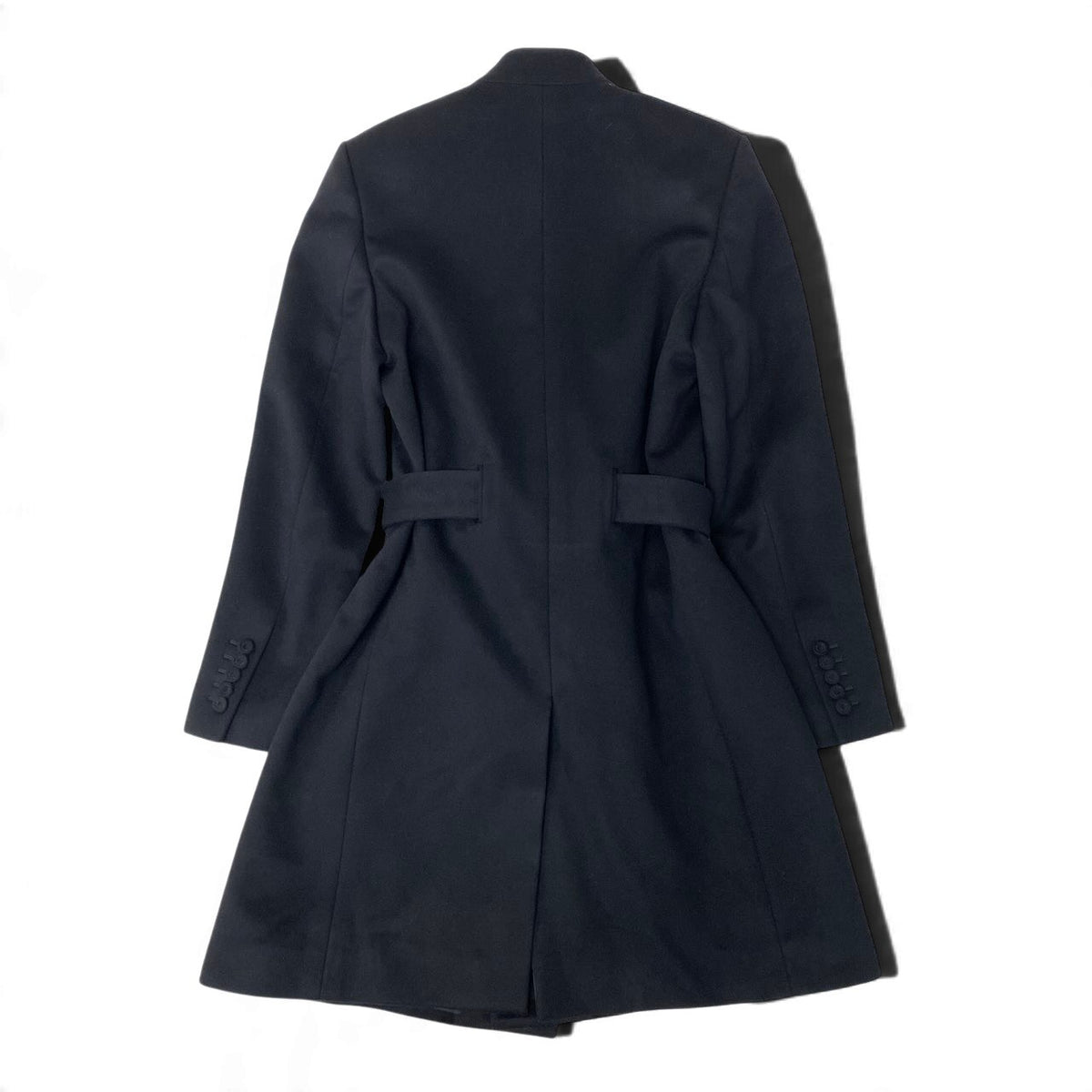 46j15 【極美品】 DIOR HOMME ディオールオム スタンドカラー ロングコート ベルト付 ウールカシミヤ混 183C354A3183 サイズ46 ブラック メンズ アウターu02t