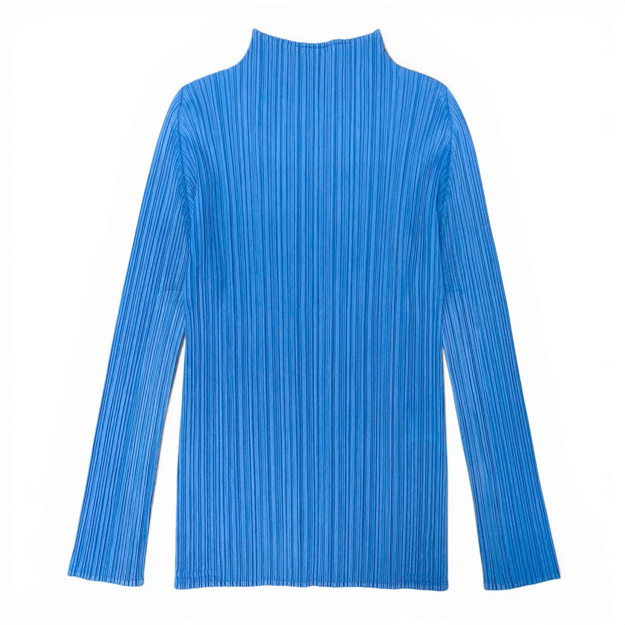 78b5【美品】PLEATS PLEASE プリーツプリーズ ハイネックプリーツカットソー ロングスリーブカットソー トップス PP11-JK761 3サイズ ブルー ポリエステル100％ レディース 女性用u02t