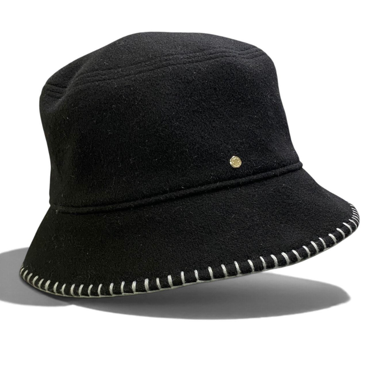 i2 【極美品】 Hermès エルメス アヴァロン ステッチ ウールハット カシミヤ混 セリエボタン H242041N サイズ57 ブラック レディース