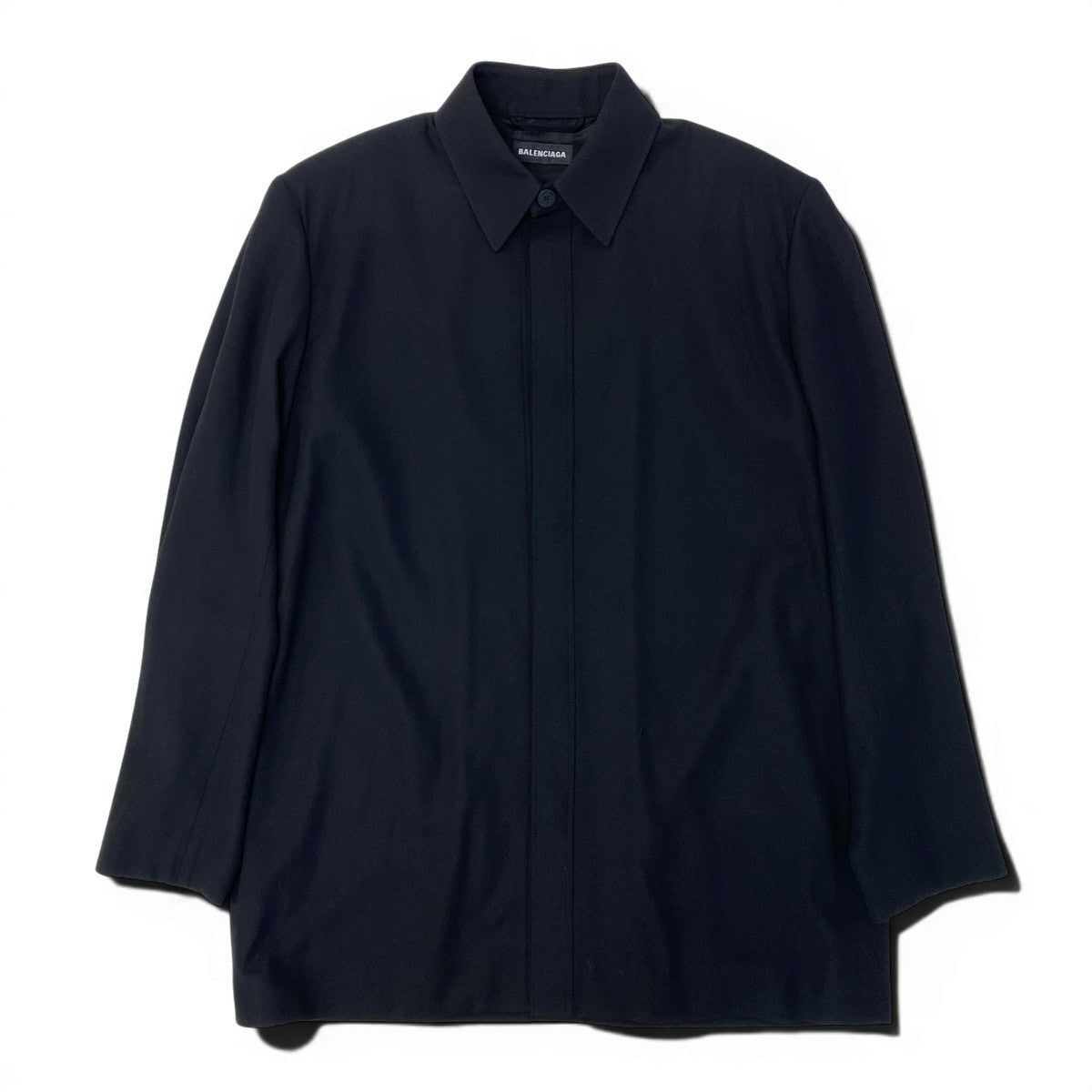 Eg8 【新品保管品】BALENCIAGA ウールツイールシャツジャケット 46サイズ ブラック メンズ 男性用u02t