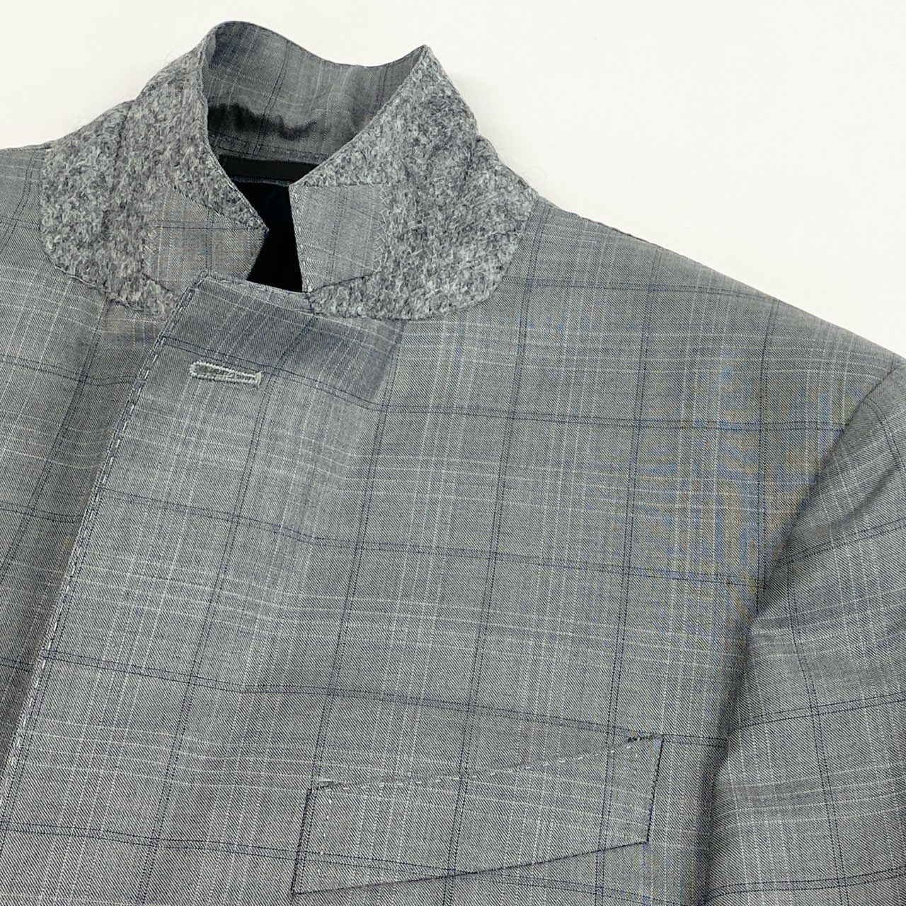 36L10《美品》 Ermenegildo Zegna エルメネジルドゼニア シングルスーツ セットアップ オーダー品 SU MISURA TROFFEO600 46 グレー チェック柄 ウールシルク メンズ 男性用u02t