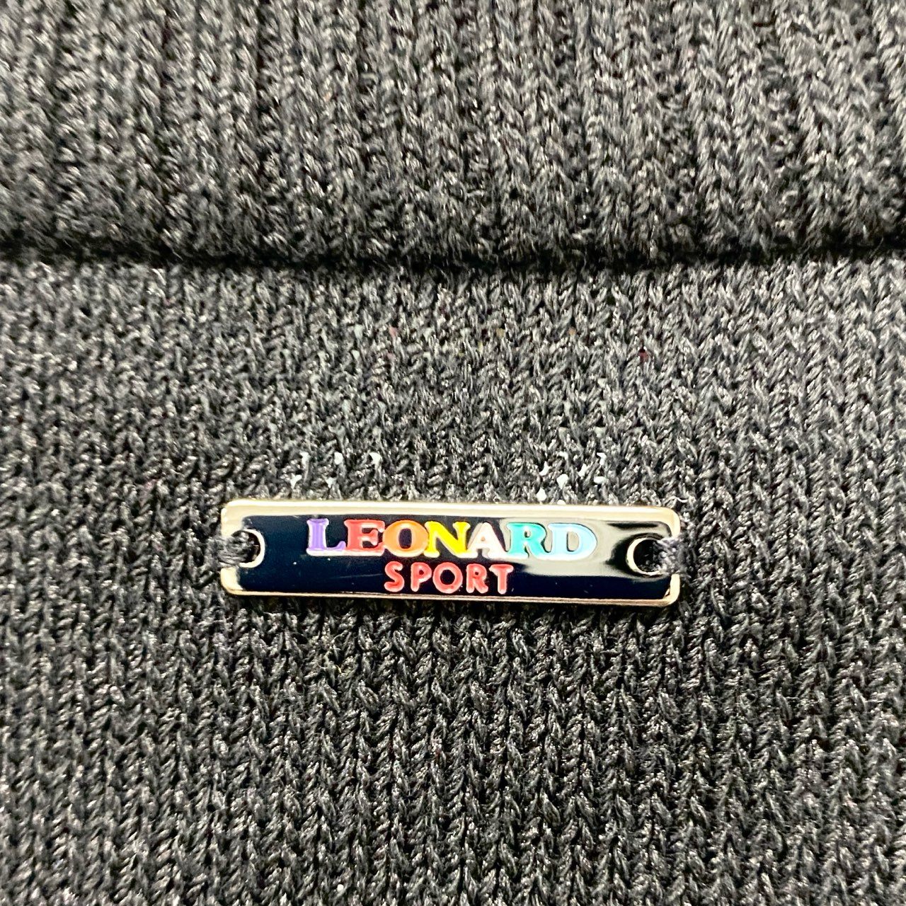 19b17 【美品】 LEONARD レオナール ニットカーディガン ハイネックセーター ファスナー チェック 42 ブラック レディース 女性用u02t