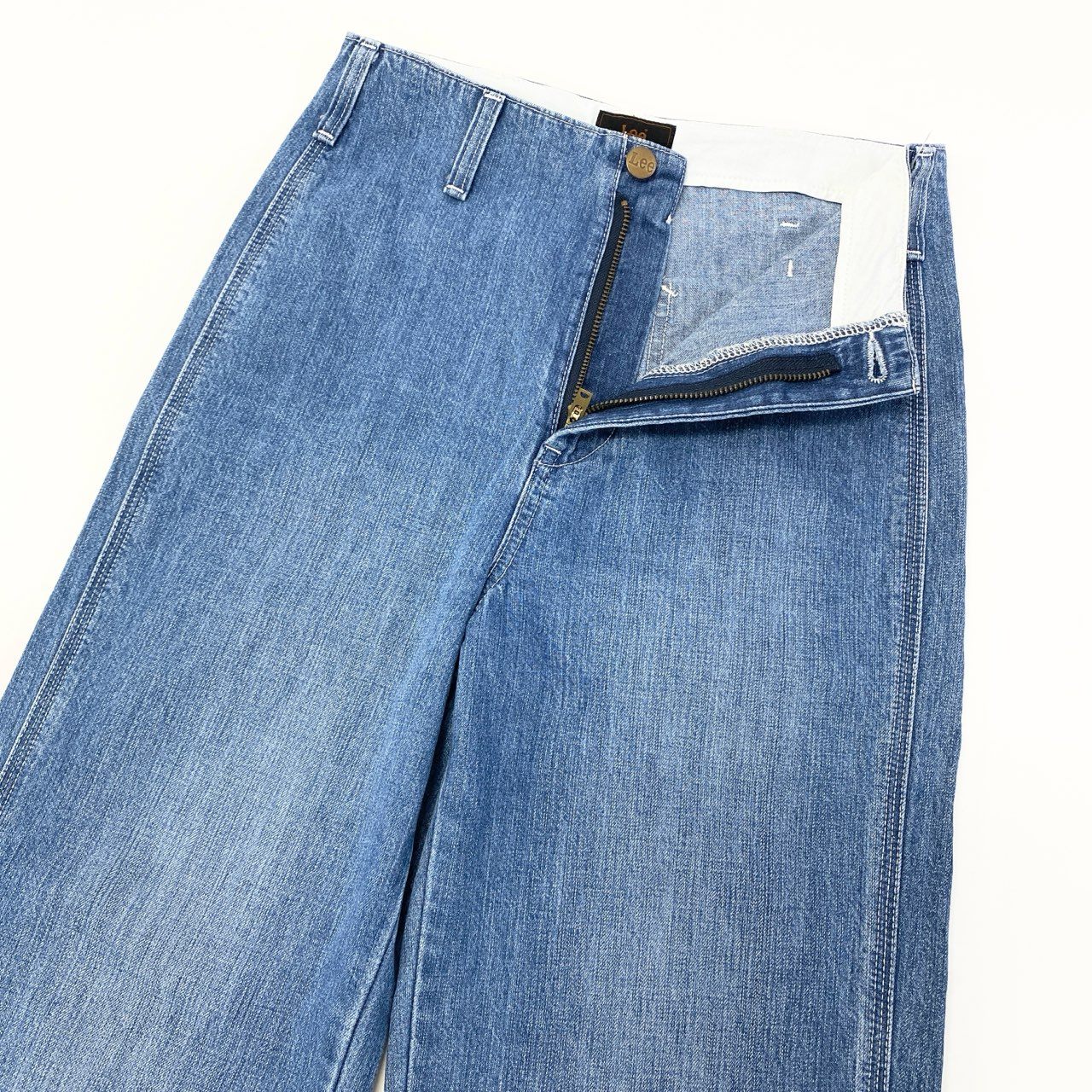 58c5【美品】AMERI×Lee アメリ リー オーバーオールセットアップ ノースリーブトップス デニムパンツ LB9354 24サイズ ブルー コットン100％ レディース 女性用u02t