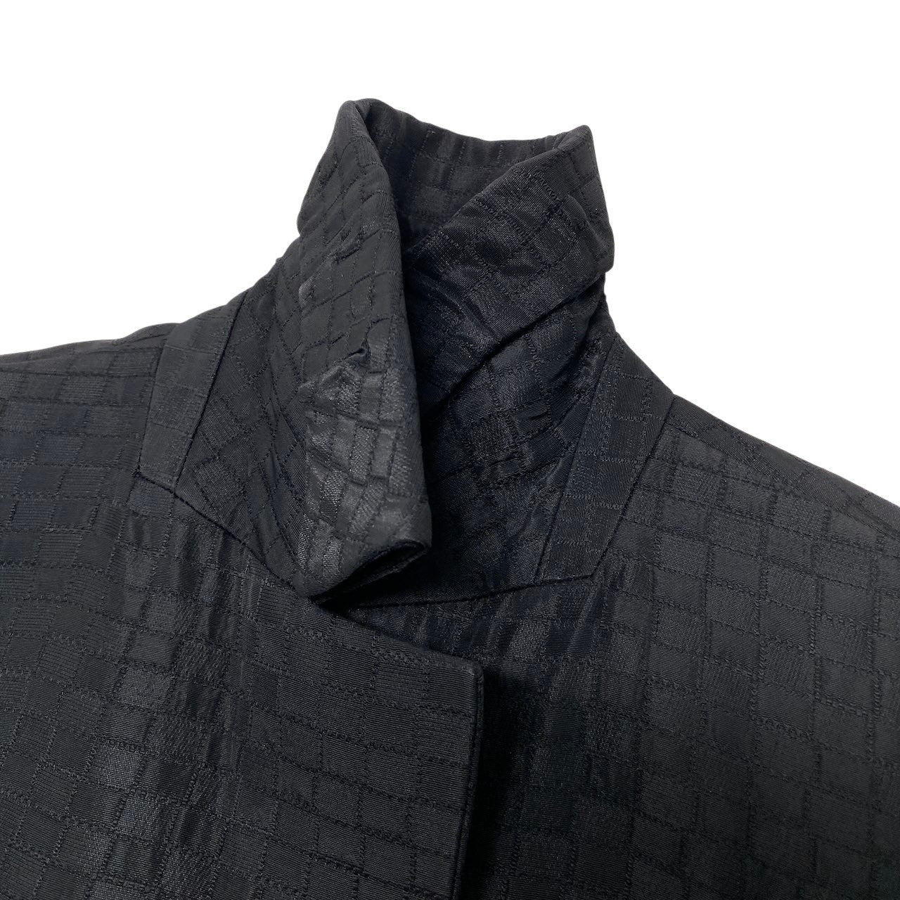 50g4 EMPORIO ARMANI エンポリオアルマーニ テーラードジャケット  総柄 サイズ44 ブラック レディース フォーマルo07t