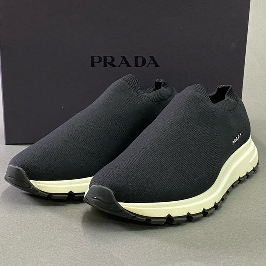 1d21 《美品》 PRADA プラダ Knit Socks Sneakers ニットソックス スニーカー 6 ブラック シューズ スリッポン 箱付き