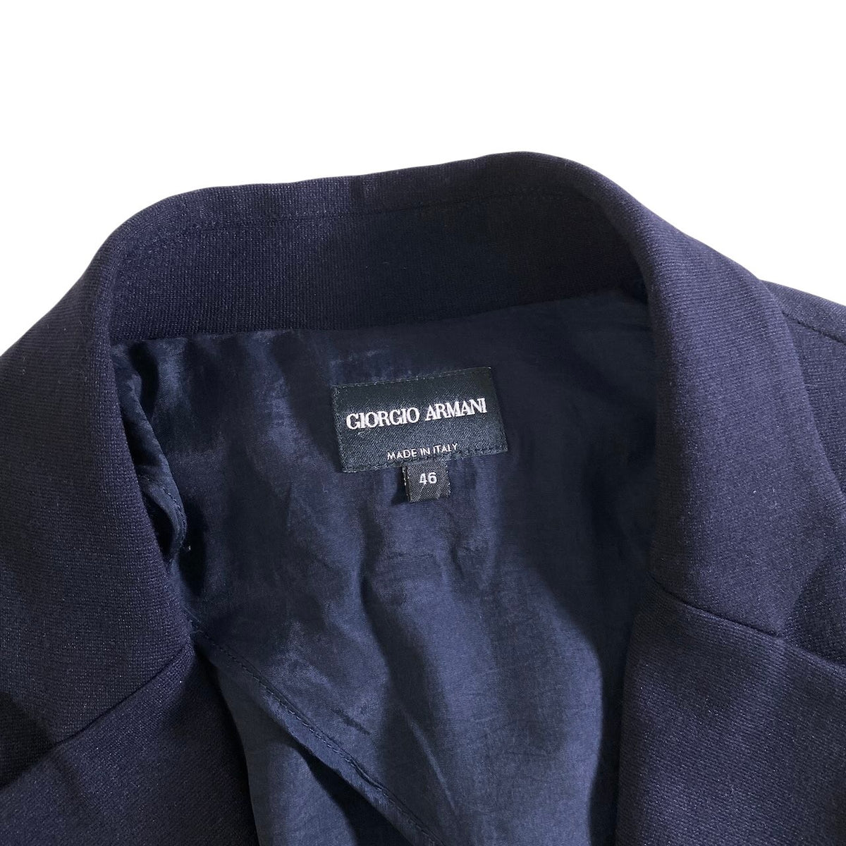 12j28 GIORGIO ARMANI ジョルジオアルマーニ 黒タグ スーパーストレッチ テーラードジャケット Size 46 ネイビー ブレザー フォーマル 紳士服t18r