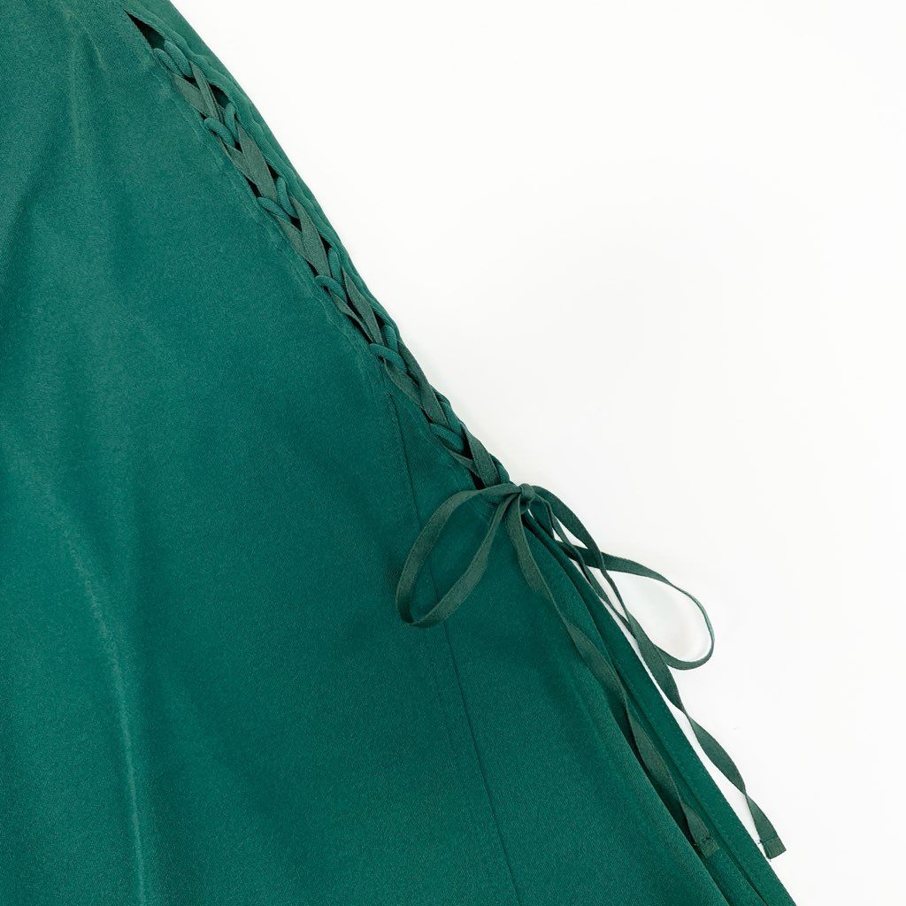 46a30 TOKUKO 1er VOL  トクコプルミエヴォル ノースリーブワンピース サイドレースアップ 花柄レース 刺繍 ストレッチ レディース 9 グリーンu02t