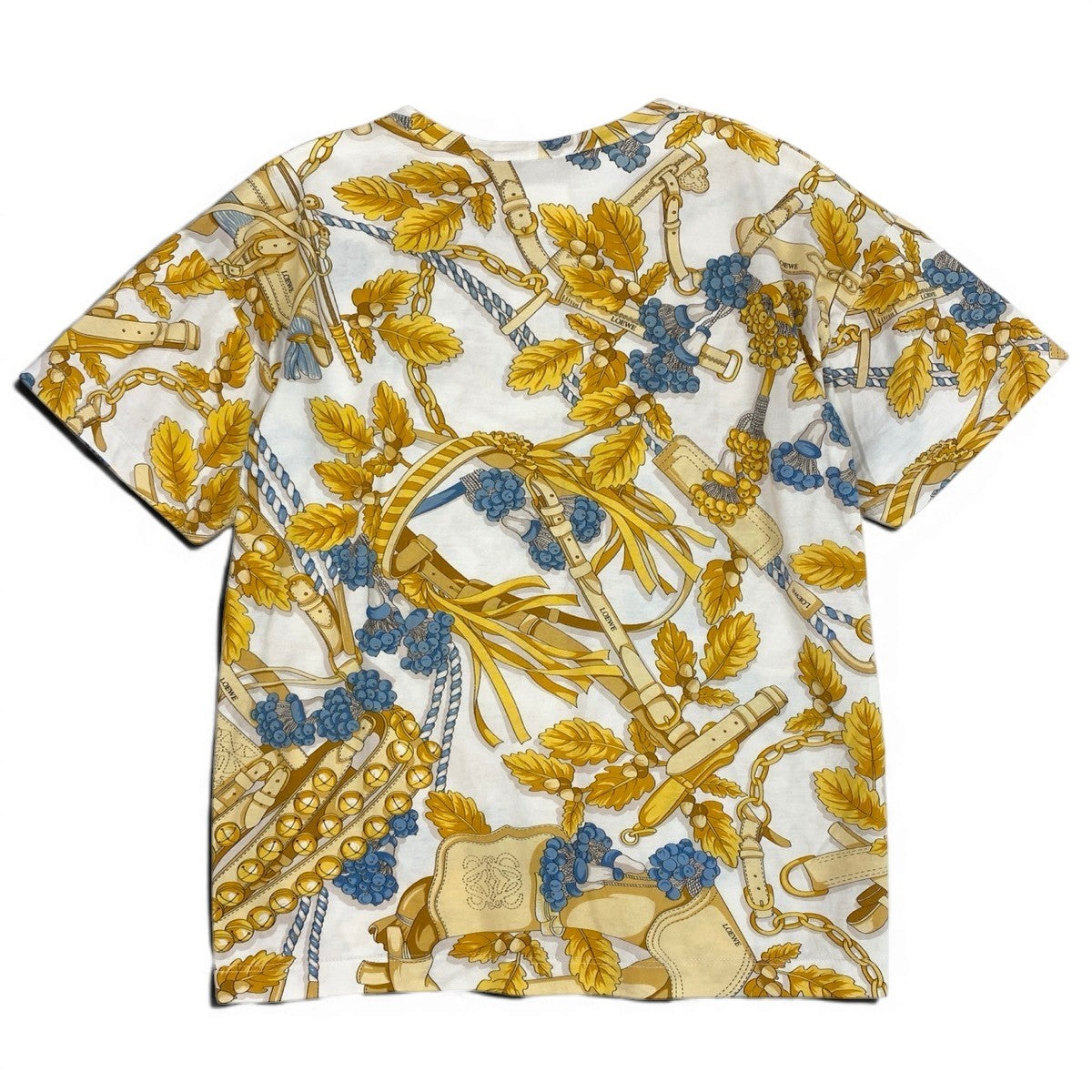 Ie28 LOEWE ロエベ ヴィンテージ スカーフ柄 半袖Tシャツ トップス サイズM ホワイト コットン100％ レディース 女性服u02t