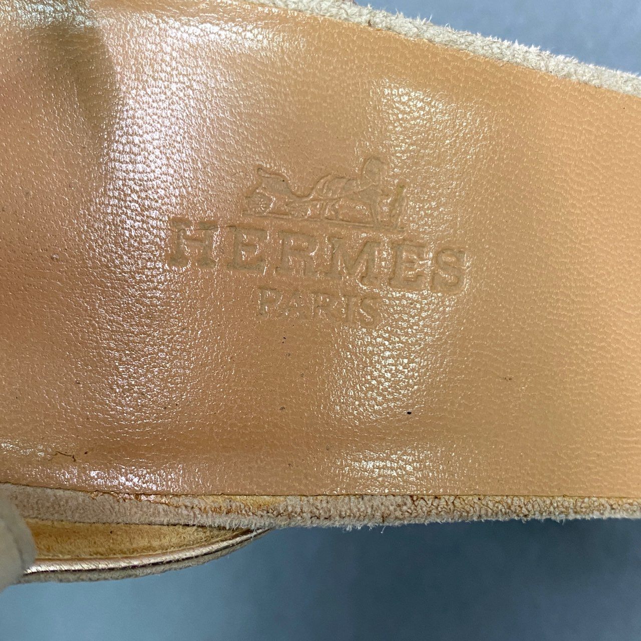 1a9 HERMES エルメス スエードレザー ストラップヒールサンダル 37 ベージュ Leather イタリア製 シューズ パンプス 夏