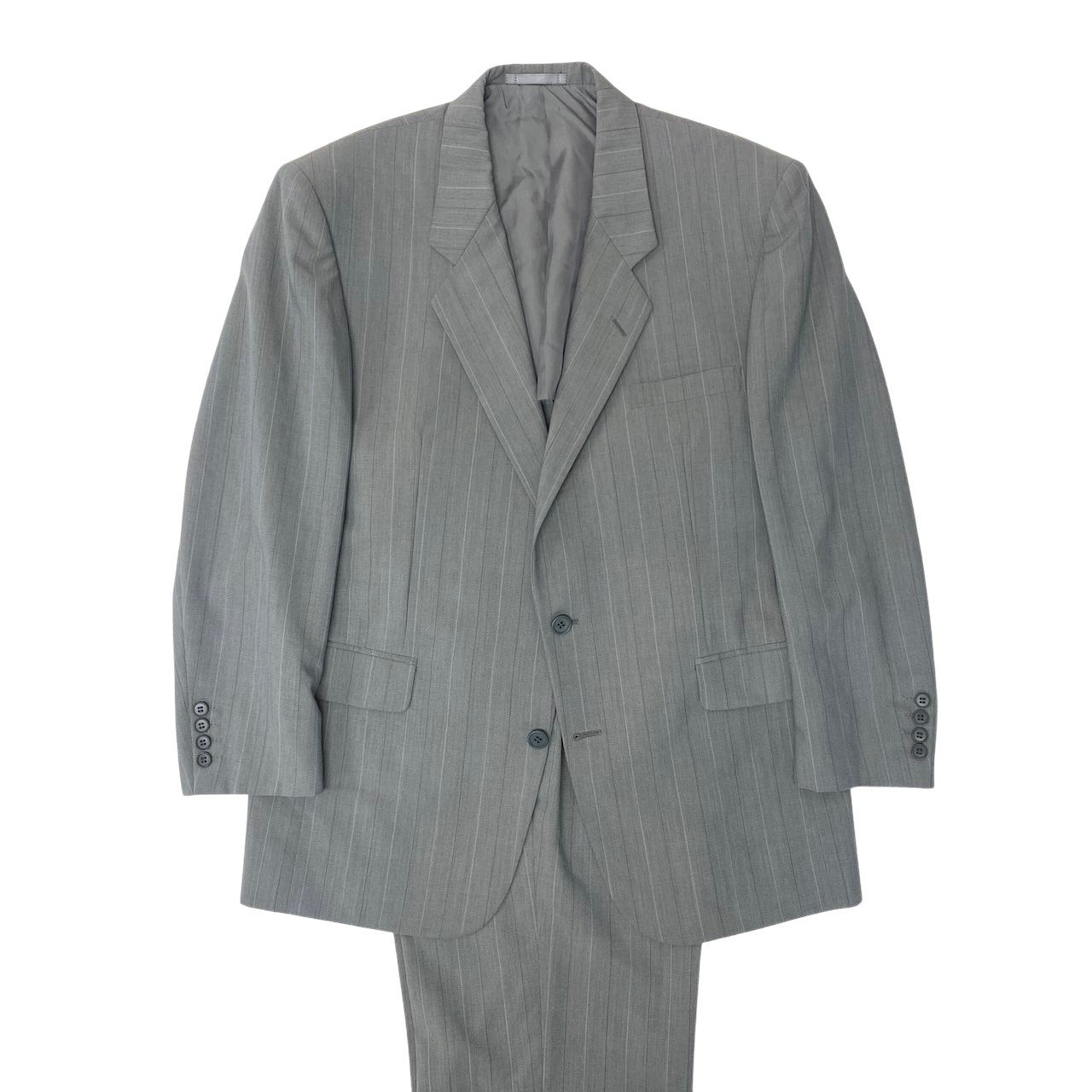 68g4 Christian Dior MONSIEUR クリスチャンディオール セットアップ シングルスーツ ストライプ柄 サイズAB6 グレー ウール100％ メンズ 紳士服o07t