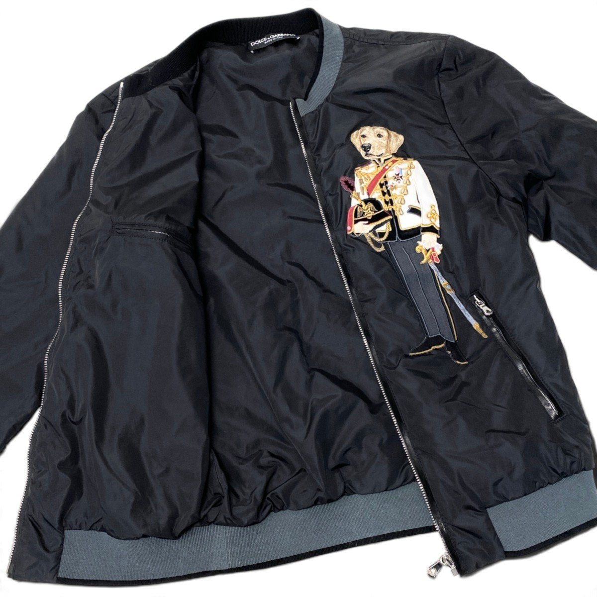 i13 DOLCE&GABBANA ドルチェアンドガッバーナ 2017/18 ランウェイ着 ボンバージャケット Runway Dog Knight Embroidery Bomber Jacket Black Size44t18r