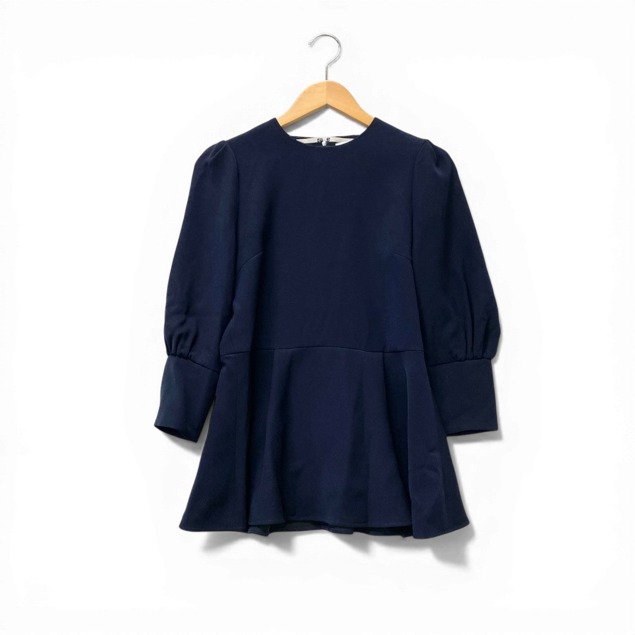 86c31 BORDERS at BALCONY ボーダーズアットバルコニー 23aw TWILL PEPLUM TOP 七分袖 チュニックカットソー ブラウス レディース 女性服 BD2321I-3N-50 サイズ38 ネイビーu02t
