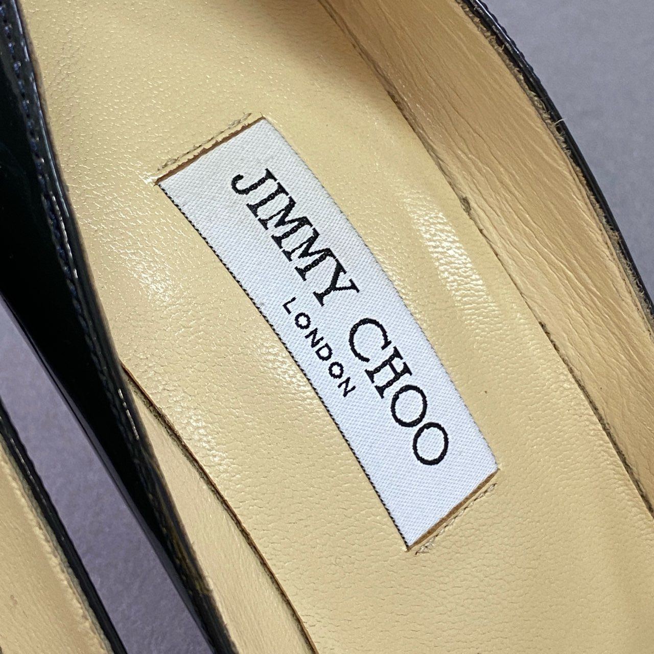 4j24 JIMMY CHOO ジミーチュウ エナメルパンプス パテントレザー 38 ダークネイビー leather ハイヒール セレモニー パーティ イタリア製