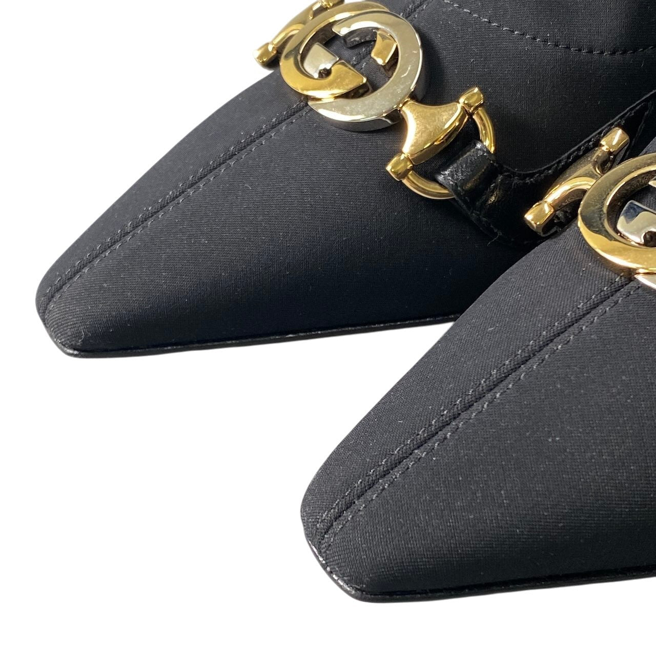 g14【新品保管品】GUCCI インターロッキング GG ブーツ イタリア製 37 1/2サイズ ブラック ゴールド レディース 女性用k02i