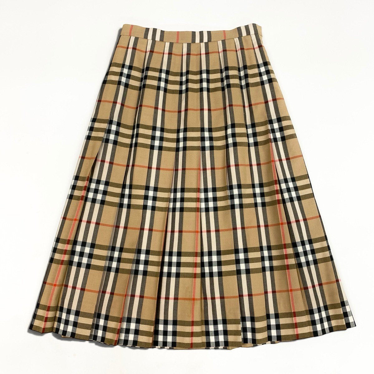 12i14 BURBERRYS バーバリーズ プリーツスカート ノバチェック Sサイズ ブラウン レディース 女性用u02t