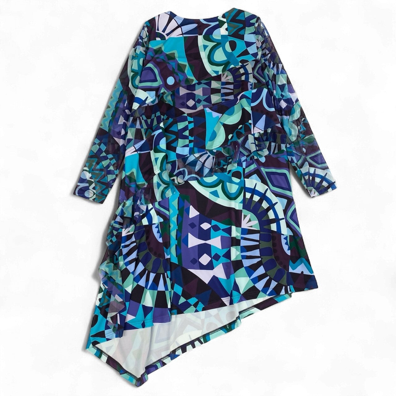 76k21《美品》 TOKUKO 1er VOL トクコプルミエヴォル シアー ロングワンピース アシンメトリーワンピース ペチコート付 総柄 レディース 女性用 9 マルチカラーu02t