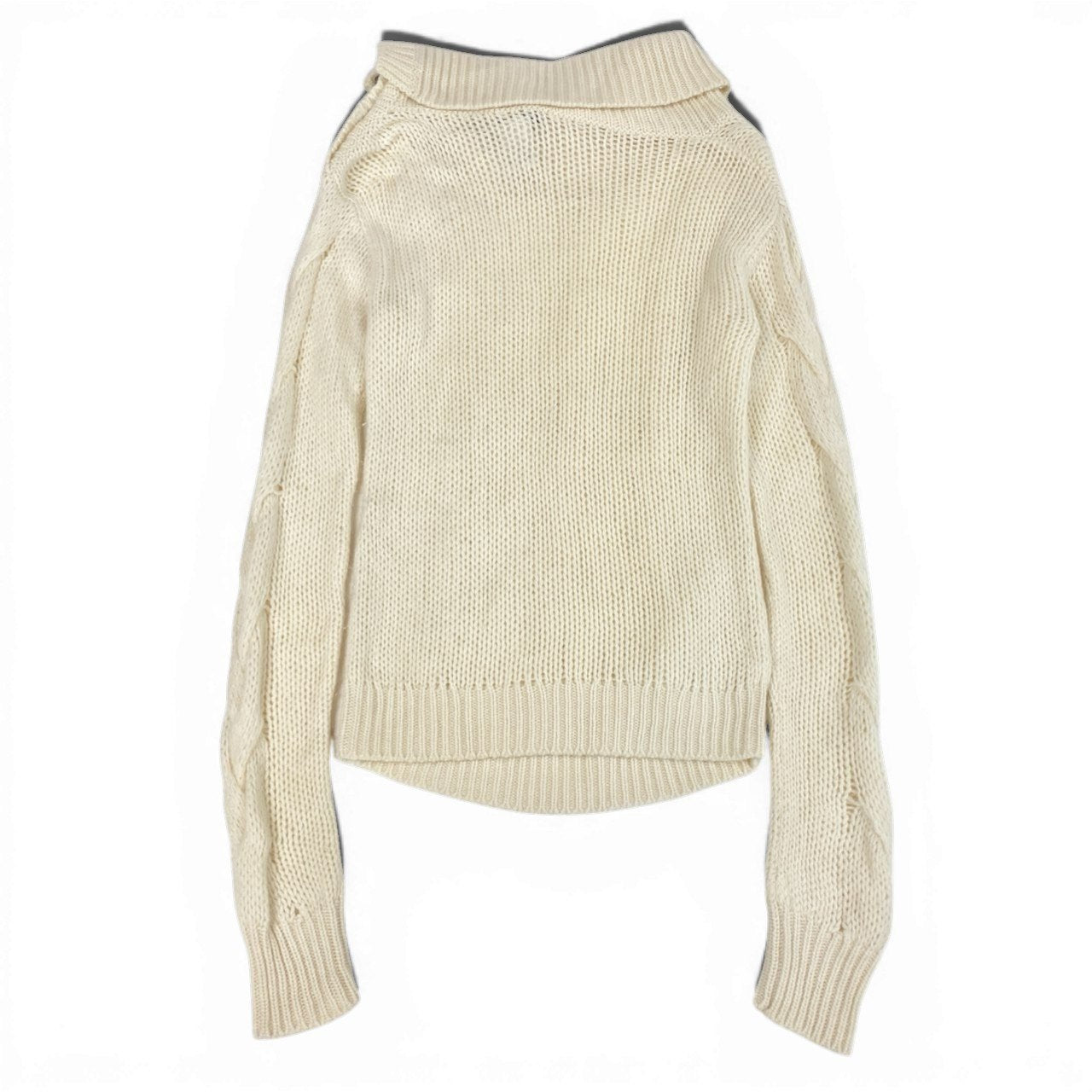 75b27 CELINE セリーヌ カシミヤ100 ニット セーター ローゲージ ショルダーボタン M クリーム系 カシミア レディースu02t