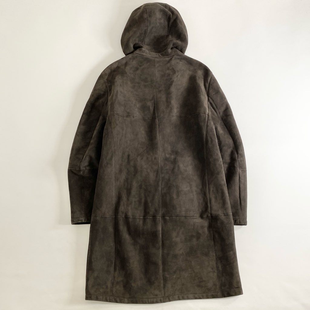 39i13 【イタリア製】Loro Piana ロロピアーナ 最高級 シャーリングコート ムートンコート フーデッドコート SANFORD HOODED COATブラウン M 羊革 メンズ アウター