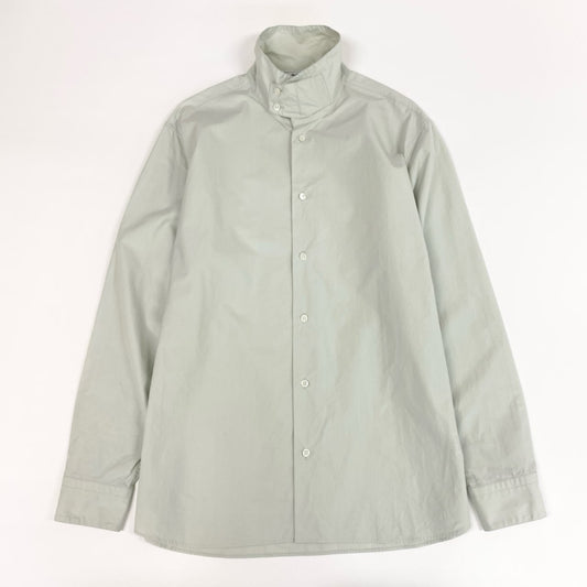69i26 HERMES エルメス ハイネックルーズフィットシャツ トップス セリエボタン 16.5/42 ライトグレー コットン メンズu02t
