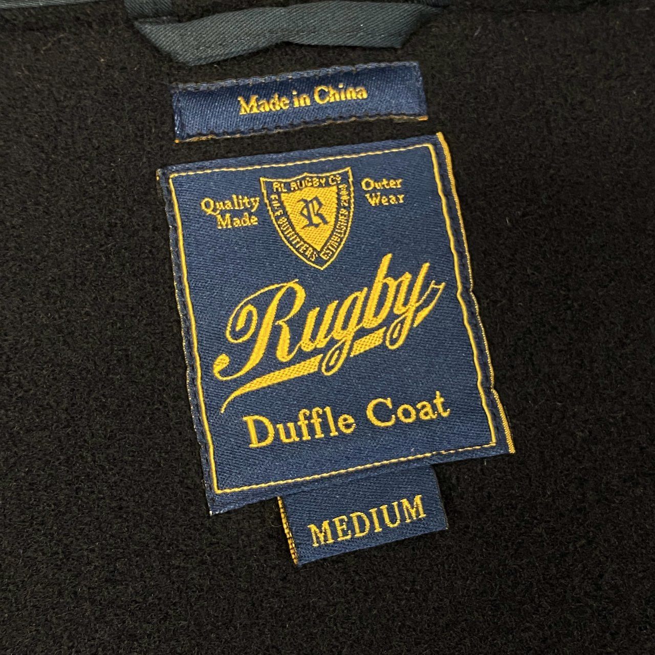 65l14【美品】Ralph Lauren Rugby ラルフローレンラグビー ダッフルコート ウールコート アウター エンブレムワッペン Mサイズ ネイビー メンズo07t