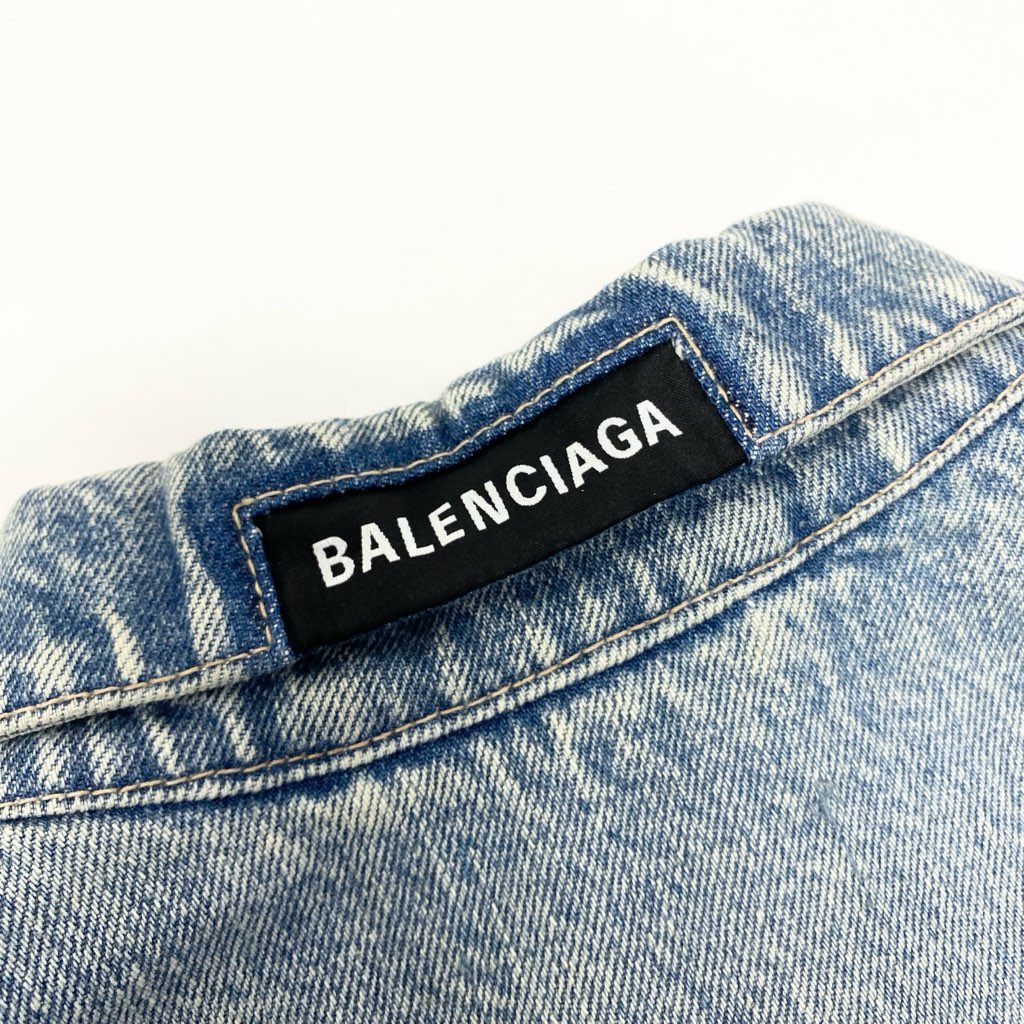 29a9 BALENCIAGA バレンシアガ デニムジャケット Gジャン オーバーサイズ 変形デザイン ショート丈 メンズ 紳士服 36 ブルー系o07t