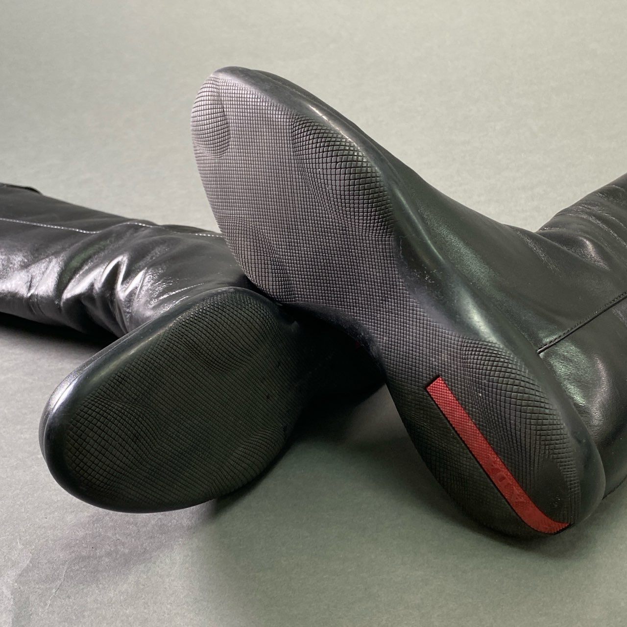 【Archive】SS1999 90s PRADA SPORT プラダ スポーツ レザーロングブーツ 36 1/2 ブラック バックジップ  Leather シューズ 箱 保存袋付き