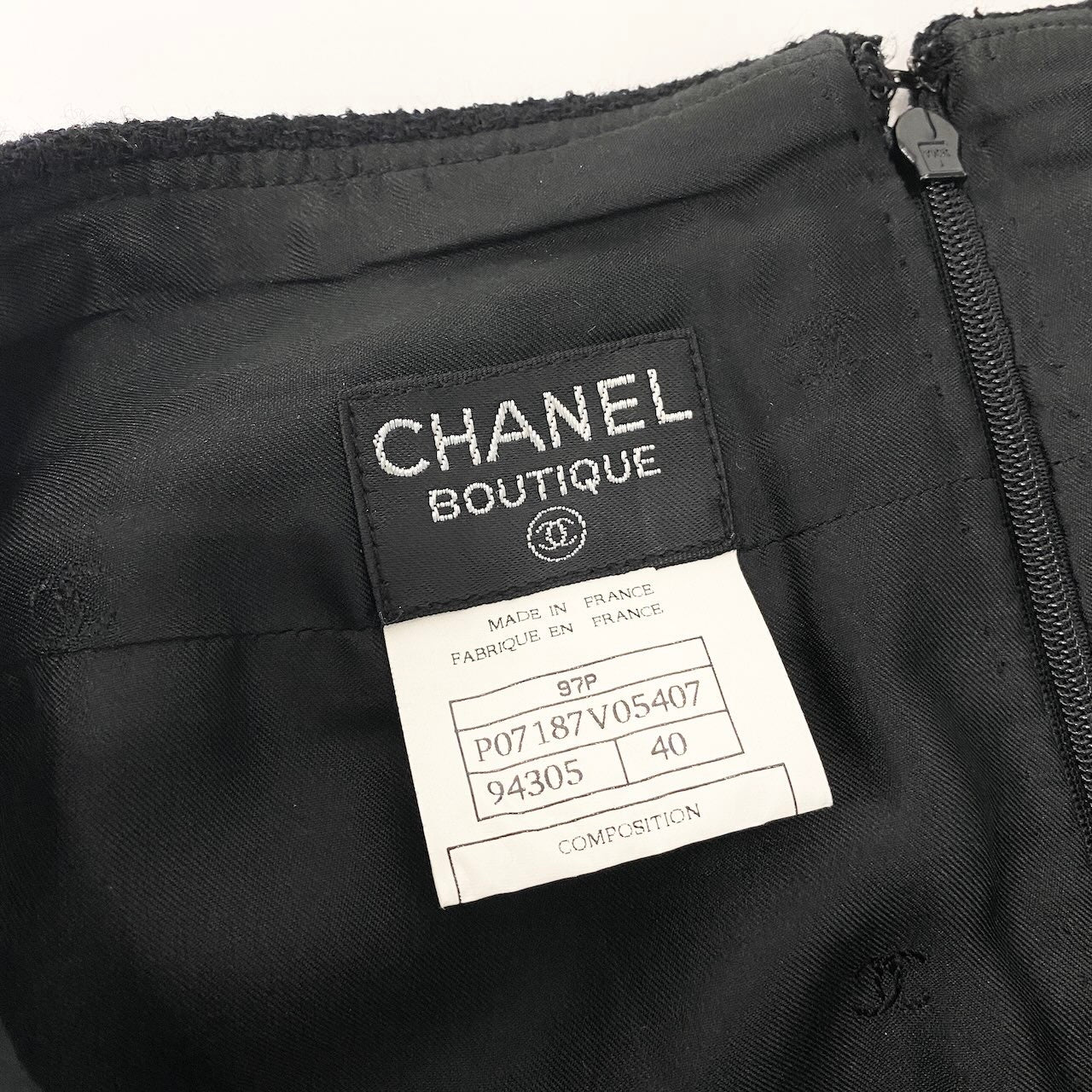Cd23 CHANEL BOUTIQUE シャネル 1997年 ウールスカート 膝丈スカート  サイズ40 ブラック レディース 女性服u02t