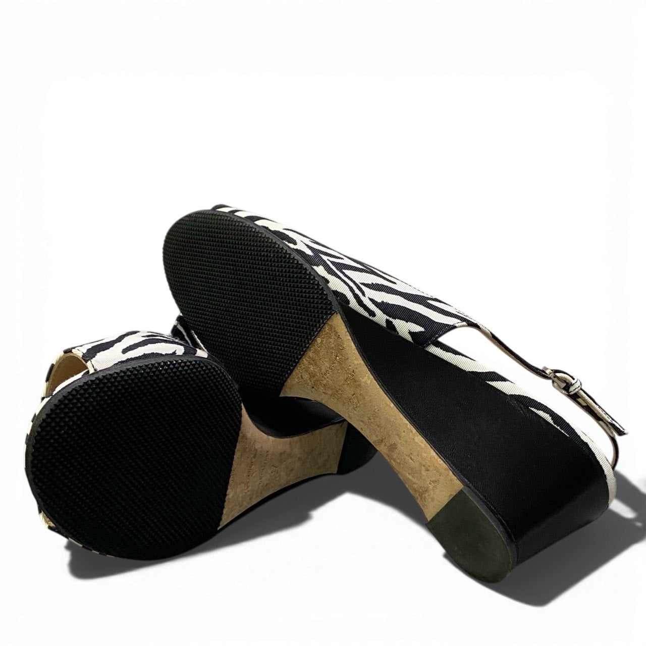 1k26 sergio rossi セルジオロッシ ウェッジソール ストラップサンダル オープントゥ ゼブラ柄 レディース 女性靴 イタリア製 37 ブラック ホワイトu02t