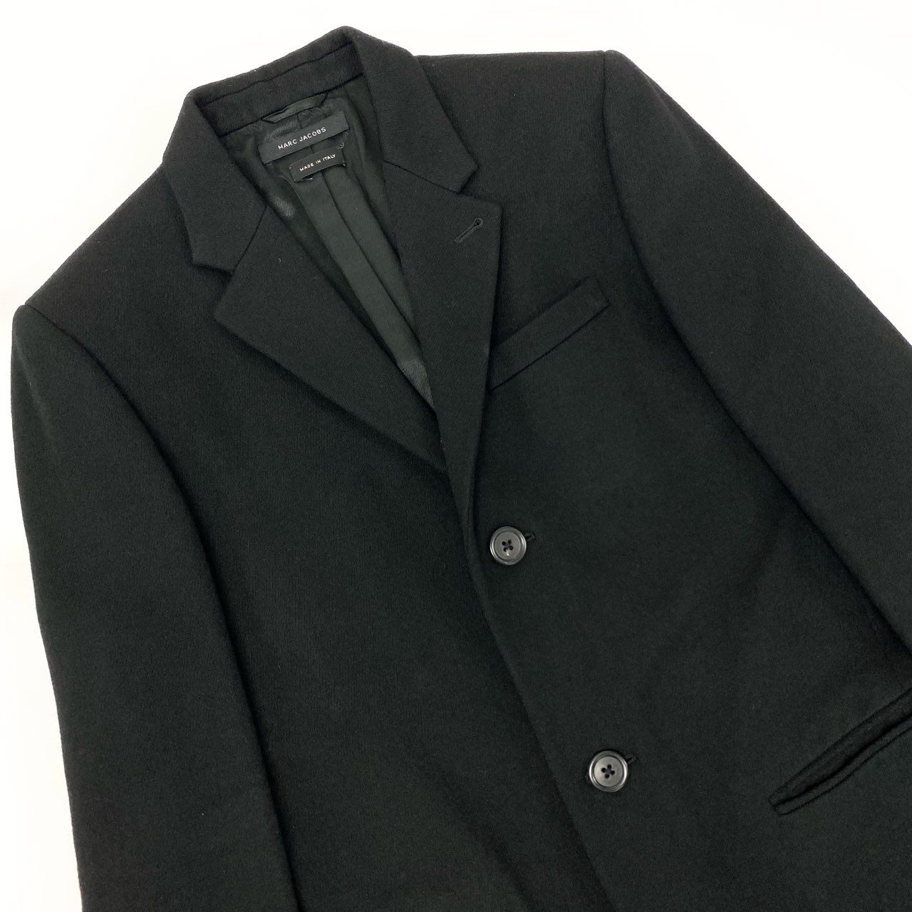 45j10 MARC JACOBS マークジェイコブス チェスターコート ロングコート ウールコート アウター 48サイズ ブラック メンズu02t
