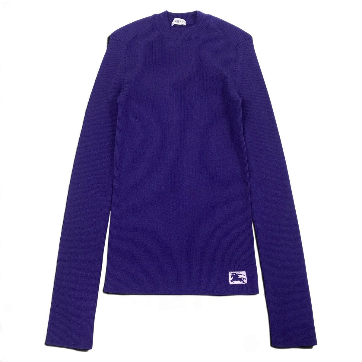 Ij13 【未使用タグ付】 BURBERRY バーバリー EKD ウールブレンド リブニットセーター 8077679 サイズS パープル レディースu02t