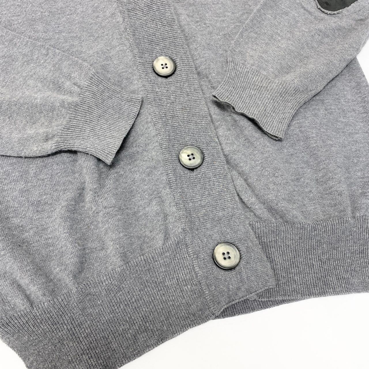 23e11 Maison Margiela メゾンマルジェラ エルボーパッチカーディガン ニットセーター 異素材切替 イタリア製 Sサイズ グレー コットン100％ レディース 女性用t18r