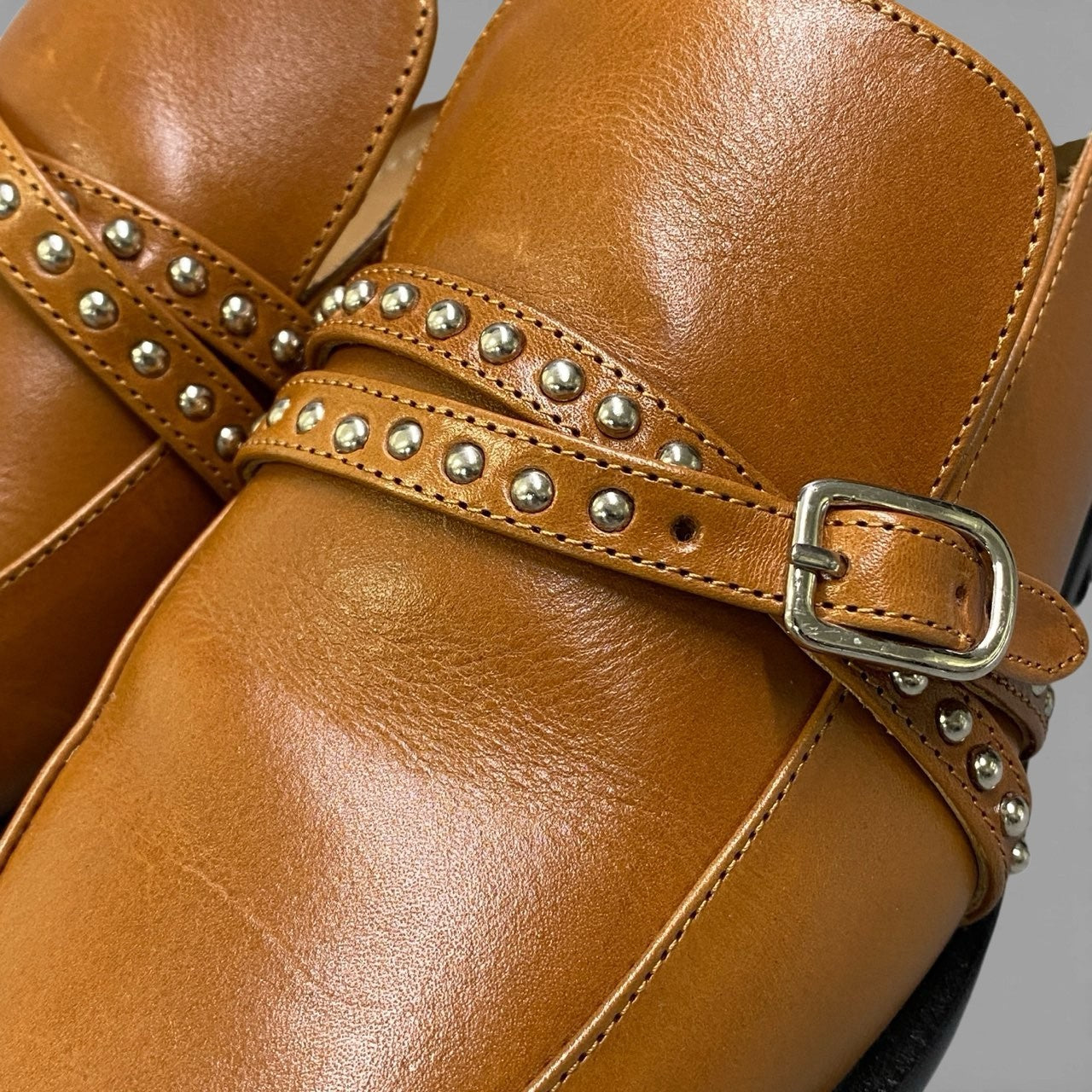 1b26 J&M DAVIDSON ジェイ&エムデヴィッドソン スタッズベルト ローファー レザーシューズ レディース 女性靴 20649N サイズ35 TAN ブラウン系 牛革u02t
