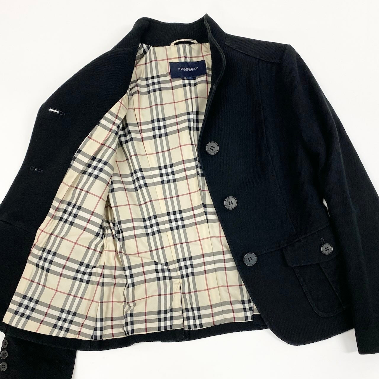 24e14 BURBERRY LONDON バーバリー ノバチェック セットアップ サイズ40 / 38 ブラック ジャケット スカート 日本製t18r