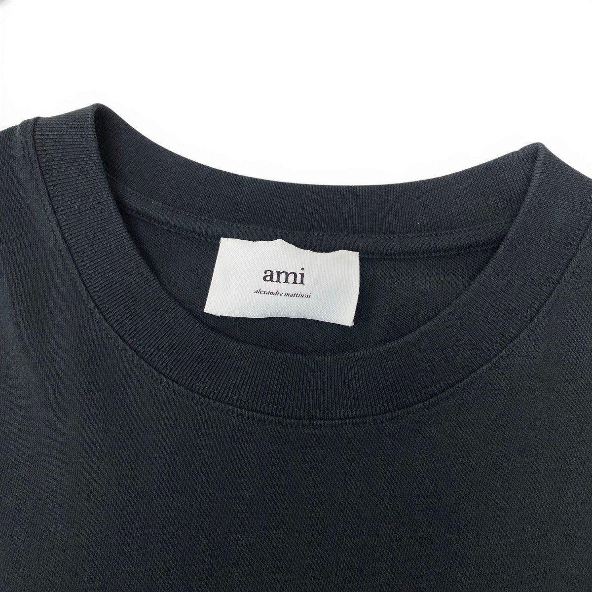 Ig9 AMI Paris アミパリス ハート刺繍 半袖Tシャツ カットソー サイズM ブラック コットン100％ メンズ 紳士服u02t