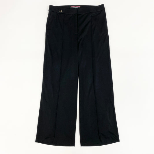 56h1 LEONARD レオナール ボトムス カンカン素材 ストレートパンツ ストレッチ 春夏 レディース 女性用 0183511 42 ブラックu02t