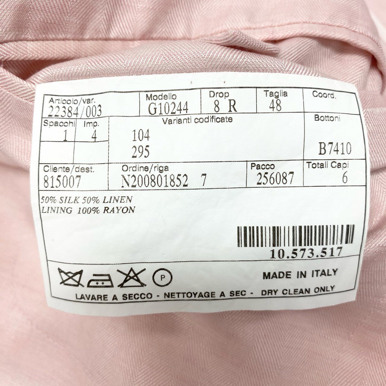 59k1 BELVEST ベルベスト イタリア製 テーラードジャケット ブレザー G10244 48 ピンク シルク リネン メンズo07t