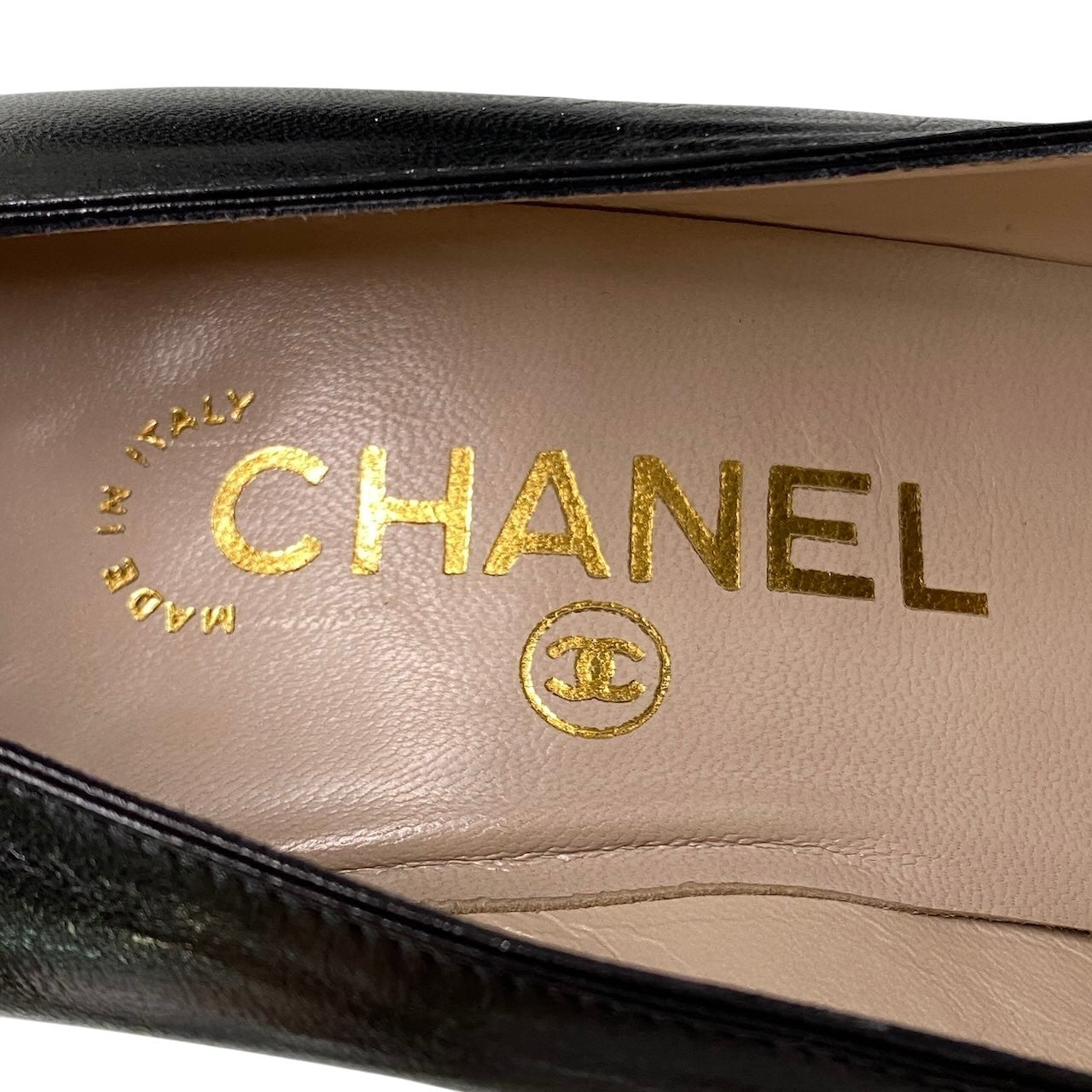 e13 CHANEL ヴィンテージ ターンロック ヒールパンプス 37サイズ ブラック レザー レディース 女性用k02i