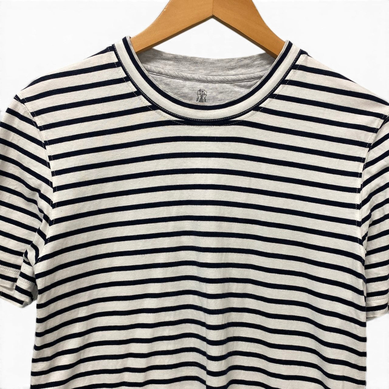 32g2 BRUNELLO CUCINELLI ブルネロクチネリ SLIM FIT レイヤード ボーダーTシャツ 半袖カットソー サイズS ホワイト ネイビー コットン100％ メンズ 紳士服u02t
