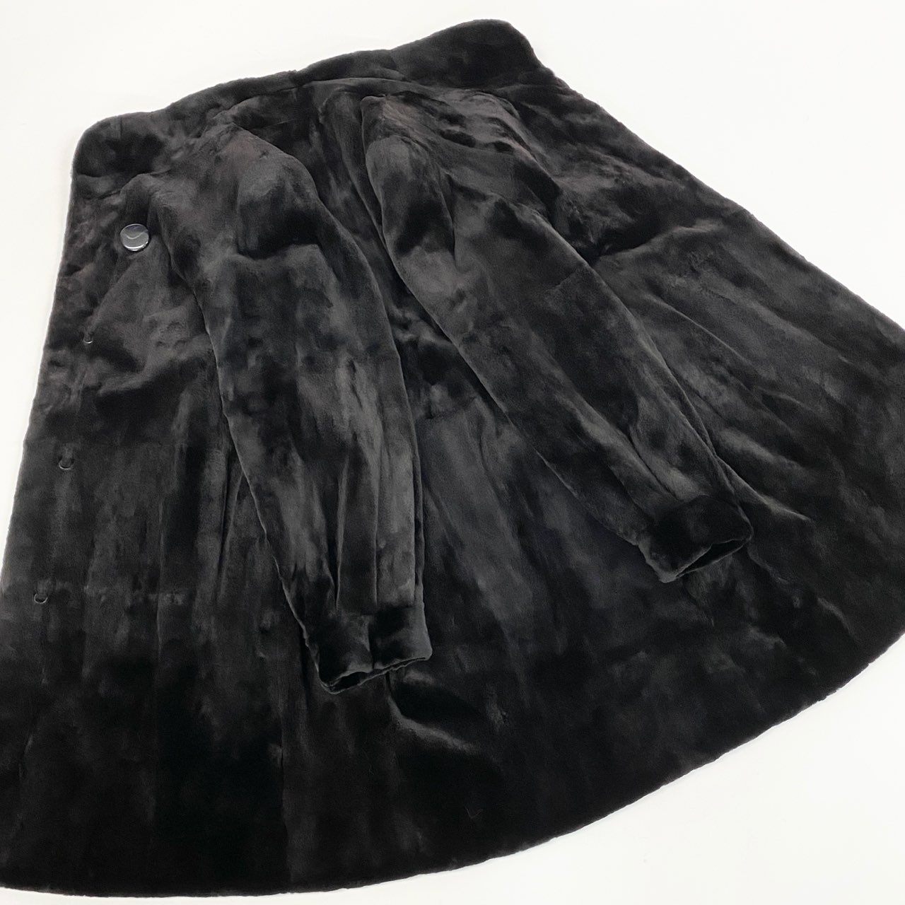 23a21 SAGA MINK サガミンク MG Sable Fur セーブルファー シェアードミンク ロングコート F ブラック 本毛皮 Mink Fur Coatt18r