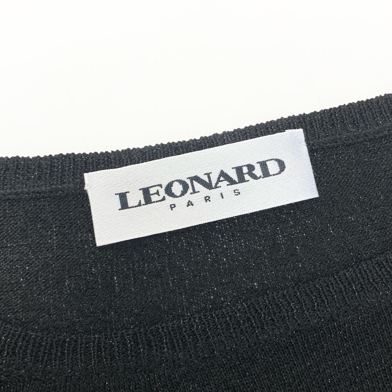78a5【極美品】LEONARD レオナール ロングスリーブラメニット 美しい花柄プリント トップス 0497794 Mサイズ ブラック レディース 女性用u02t