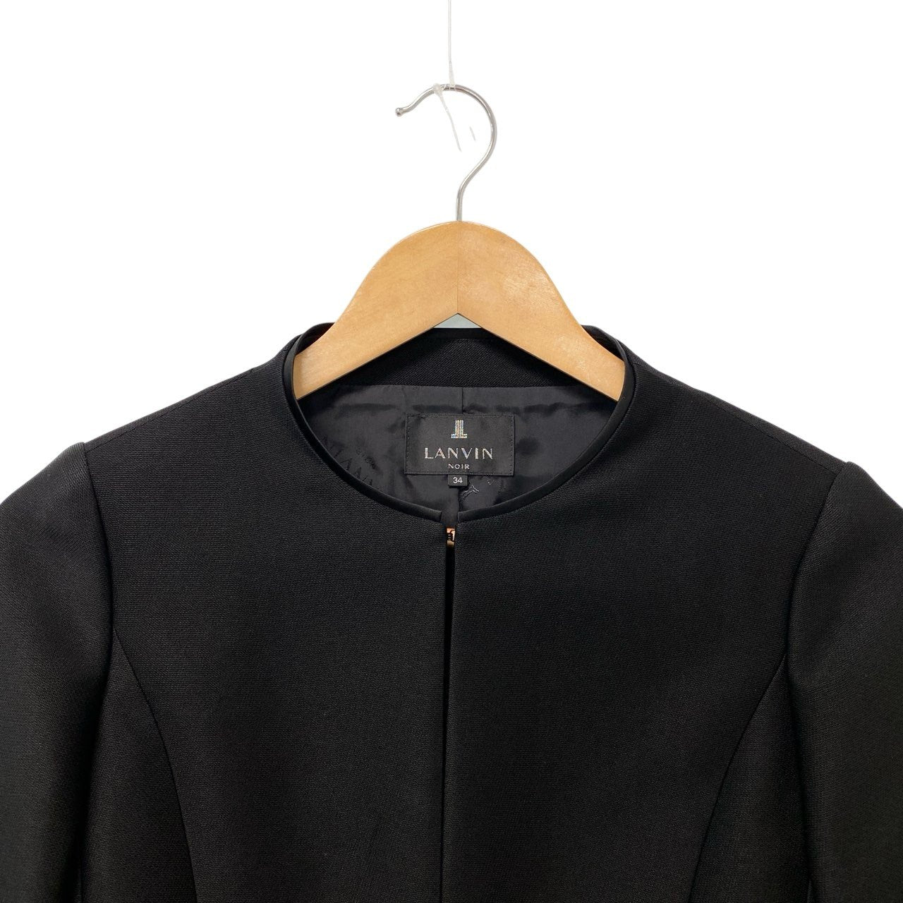 12b19《美品》 LANVIN ランバン 東京ソワール社製 ブラックフォーマル ジャケット ワンピース 冠婚葬祭 34 ブラック レディースu02t