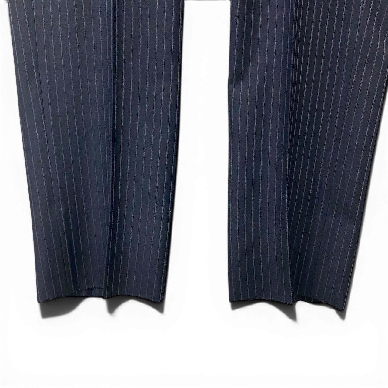 72e21 BURBERRY BLACK LABEL バーバリーブラックレーベル セットアップスーツ シングル 2B ストライプ柄 ウールシルク混 38R ネイビー メンズ 紳士服u02t