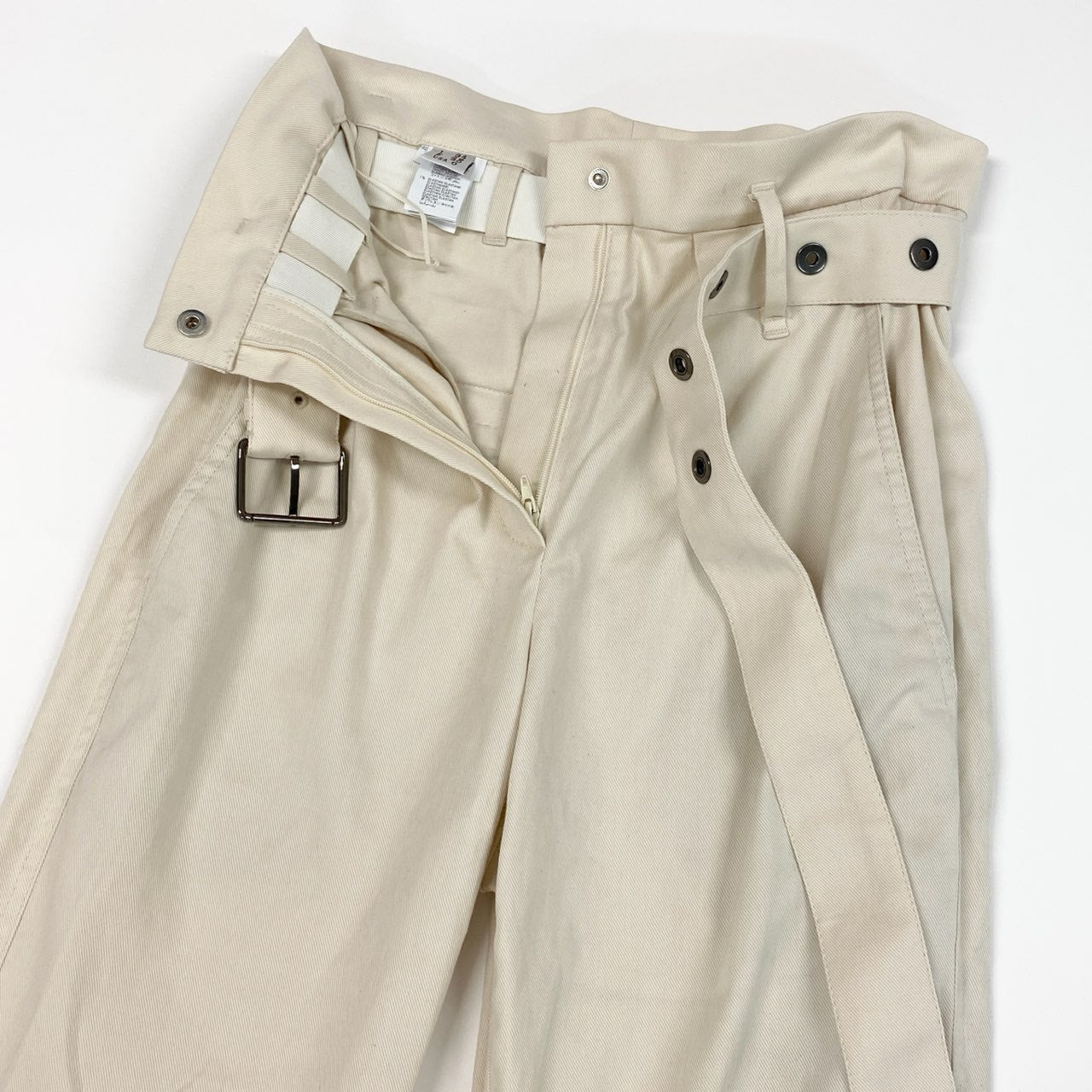 39d14 BRUNELLO CUCINELLI ブルネロクチネリ ベルテッドパンツ ハイウエストパンツ 34 アイボリー レディースu02t