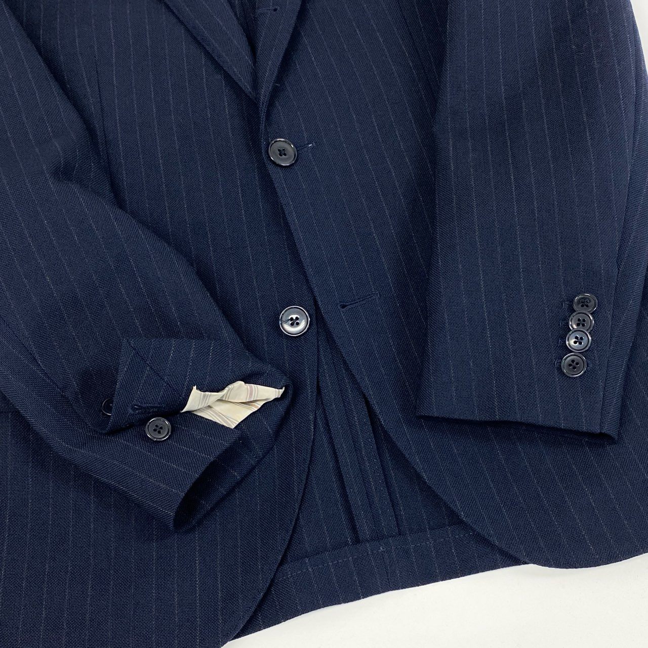 58i11 LARDINI ラルディーニ セットアップスーツ テーラードジャケット ブートニエール付き ストライプ メンズ 男性用 44 ネイビーu02t