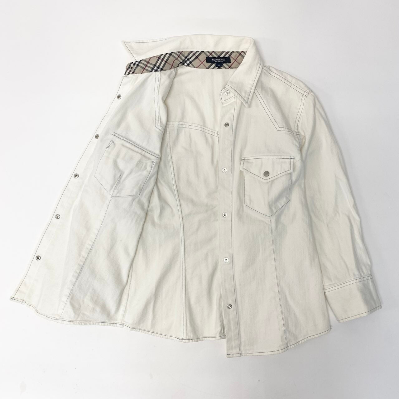 78d9 BURBERRY LONDON バーバリー ロンドン ホワイトデニム ジャケット サイズ38 ホワイト White Denim Jackett18r
