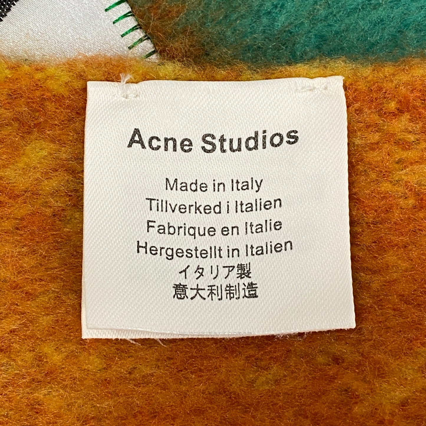 36L19 《美品》 Acne Studios アクネストゥディオズ 大判マフラー ストール ブロックチェック フリンジ付き マルチカラー アルパカウール混 ユニセックス 男女兼用k02i